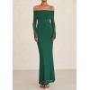 imagePRETTYGARDEN Off The Shoulder Maxi Dresses for Women 2025 Spring Long Sleeve Mesh Party Formal Wedding Guest DressGreen