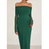 imagePRETTYGARDEN Off The Shoulder Maxi Dresses for Women 2025 Spring Long Sleeve Mesh Party Formal Wedding Guest DressGreen