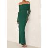 imagePRETTYGARDEN Off The Shoulder Maxi Dresses for Women 2025 Spring Long Sleeve Mesh Party Formal Wedding Guest DressGreen