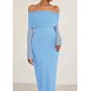 imagePRETTYGARDEN Off The Shoulder Maxi Dresses for Women 2025 Spring Long Sleeve Mesh Party Formal Wedding Guest DressLight Blue