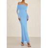 imagePRETTYGARDEN Off The Shoulder Maxi Dresses for Women 2025 Spring Long Sleeve Mesh Party Formal Wedding Guest DressLight Blue