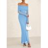 imagePRETTYGARDEN Off The Shoulder Maxi Dresses for Women 2025 Spring Long Sleeve Mesh Party Formal Wedding Guest DressLight Blue