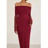 imagePRETTYGARDEN Off The Shoulder Maxi Dresses for Women 2025 Spring Long Sleeve Mesh Party Formal Wedding Guest DressWine Red