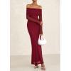 imagePRETTYGARDEN Off The Shoulder Maxi Dresses for Women 2025 Spring Long Sleeve Mesh Party Formal Wedding Guest DressWine Red