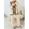 imagePRETTYGARDEN Womens 2 Piece Outfits Knit Matching Lounge Sets Long Sleeve V Neck Cardigan Sweaters Wide Leg Pants TracksuitsBeige