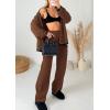 imagePRETTYGARDEN Womens 2 Piece Outfits Knit Matching Lounge Sets Long Sleeve V Neck Cardigan Sweaters Wide Leg Pants TracksuitsCoffee