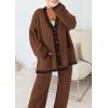 imagePRETTYGARDEN Womens 2 Piece Outfits Knit Matching Lounge Sets Long Sleeve V Neck Cardigan Sweaters Wide Leg Pants TracksuitsCoffee