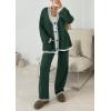 imagePRETTYGARDEN Womens 2 Piece Outfits Knit Matching Lounge Sets Long Sleeve V Neck Cardigan Sweaters Wide Leg Pants TracksuitsDark Green