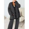 imagePRETTYGARDEN Womens 2 Piece Outfits Knit Matching Lounge Sets Long Sleeve V Neck Cardigan Sweaters Wide Leg Pants TracksuitsDark Grey