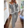 imagePRETTYGARDEN Womens 2 Piece Outfits Knit Matching Lounge Sets Long Sleeve V Neck Cardigan Sweaters Wide Leg Pants TracksuitsGrey