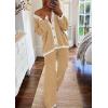 imagePRETTYGARDEN Womens 2 Piece Outfits Knit Matching Lounge Sets Long Sleeve V Neck Cardigan Sweaters Wide Leg Pants TracksuitsKhaki