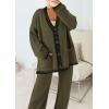 imagePRETTYGARDEN Womens 2 Piece Outfits Knit Matching Lounge Sets Long Sleeve V Neck Cardigan Sweaters Wide Leg Pants TracksuitsKhaki Green