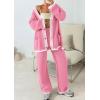 imagePRETTYGARDEN Womens 2 Piece Outfits Knit Matching Lounge Sets Long Sleeve V Neck Cardigan Sweaters Wide Leg Pants TracksuitsPink