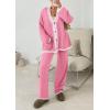 imagePRETTYGARDEN Womens 2 Piece Outfits Knit Matching Lounge Sets Long Sleeve V Neck Cardigan Sweaters Wide Leg Pants TracksuitsPink
