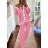 imagePRETTYGARDEN Womens 2 Piece Outfits Knit Matching Lounge Sets Long Sleeve V Neck Cardigan Sweaters Wide Leg Pants TracksuitsPink