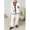 imagePRETTYGARDEN Womens 2 Piece Outfits Knit Matching Lounge Sets Long Sleeve V Neck Cardigan Sweaters Wide Leg Pants TracksuitsWhite