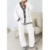 imagePRETTYGARDEN Womens 2 Piece Outfits Knit Matching Lounge Sets Long Sleeve V Neck Cardigan Sweaters Wide Leg Pants TracksuitsWhite