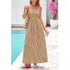 imagePRETTYGARDEN Womens 2025 Summer Spaghetti Strap Maxi Dresses Plaid Square Neck A Line Casual Beach Vacation Long SundressCoffee