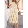 imagePRETTYGARDEN Womens Floral Midi Dress 2025 Summer Cap Sleeve Smocked Ruffle A Line Long Flowy Wedding Guest DressesBeige