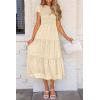 imagePRETTYGARDEN Womens Floral Midi Dress 2025 Summer Cap Sleeve Smocked Ruffle A Line Long Flowy Wedding Guest DressesBeige