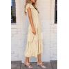 imagePRETTYGARDEN Womens Floral Midi Dress 2025 Summer Cap Sleeve Smocked Ruffle A Line Long Flowy Wedding Guest DressesBeige