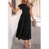 imagePRETTYGARDEN Womens Floral Midi Dress 2025 Summer Cap Sleeve Smocked Ruffle A Line Long Flowy Wedding Guest DressesBlack