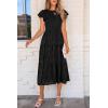 imagePRETTYGARDEN Womens Floral Midi Dress 2025 Summer Cap Sleeve Smocked Ruffle A Line Long Flowy Wedding Guest DressesBlack
