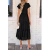 imagePRETTYGARDEN Womens Floral Midi Dress 2025 Summer Cap Sleeve Smocked Ruffle A Line Long Flowy Wedding Guest DressesBlack