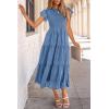 imagePRETTYGARDEN Womens Floral Midi Dress 2025 Summer Cap Sleeve Smocked Ruffle A Line Long Flowy Wedding Guest DressesBlue