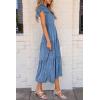 imagePRETTYGARDEN Womens Floral Midi Dress 2025 Summer Cap Sleeve Smocked Ruffle A Line Long Flowy Wedding Guest DressesBlue