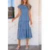 imagePRETTYGARDEN Womens Floral Midi Dress 2025 Summer Cap Sleeve Smocked Ruffle A Line Long Flowy Wedding Guest DressesBlue