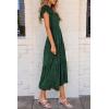 imagePRETTYGARDEN Womens Floral Midi Dress 2025 Summer Cap Sleeve Smocked Ruffle A Line Long Flowy Wedding Guest DressesDark Green