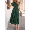 imagePRETTYGARDEN Womens Floral Midi Dress 2025 Summer Cap Sleeve Smocked Ruffle A Line Long Flowy Wedding Guest DressesDark Green