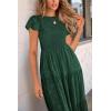 imagePRETTYGARDEN Womens Floral Midi Dress 2025 Summer Cap Sleeve Smocked Ruffle A Line Long Flowy Wedding Guest DressesDark Green