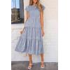 imagePRETTYGARDEN Womens Floral Midi Dress 2025 Summer Cap Sleeve Smocked Ruffle A Line Long Flowy Wedding Guest DressesGrey Blue