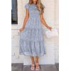 imagePRETTYGARDEN Womens Floral Midi Dress 2025 Summer Cap Sleeve Smocked Ruffle A Line Long Flowy Wedding Guest DressesGrey Blue