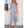 imagePRETTYGARDEN Womens Floral Midi Dress 2025 Summer Cap Sleeve Smocked Ruffle A Line Long Flowy Wedding Guest DressesGrey Blue