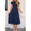 imagePRETTYGARDEN Womens Floral Midi Dress 2025 Summer Cap Sleeve Smocked Ruffle A Line Long Flowy Wedding Guest DressesNavy