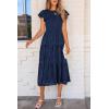 imagePRETTYGARDEN Womens Floral Midi Dress 2025 Summer Cap Sleeve Smocked Ruffle A Line Long Flowy Wedding Guest DressesNavy