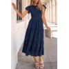 imagePRETTYGARDEN Womens Floral Midi Dress 2025 Summer Cap Sleeve Smocked Ruffle A Line Long Flowy Wedding Guest DressesNavy