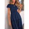 imagePRETTYGARDEN Womens Floral Midi Dress 2025 Summer Cap Sleeve Smocked Ruffle A Line Long Flowy Wedding Guest DressesNavy