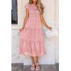 imagePRETTYGARDEN Womens Floral Midi Dress 2025 Summer Cap Sleeve Smocked Ruffle A Line Long Flowy Wedding Guest DressesPink