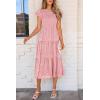imagePRETTYGARDEN Womens Floral Midi Dress 2025 Summer Cap Sleeve Smocked Ruffle A Line Long Flowy Wedding Guest DressesPink