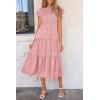 imagePRETTYGARDEN Womens Floral Midi Dress 2025 Summer Cap Sleeve Smocked Ruffle A Line Long Flowy Wedding Guest DressesPink
