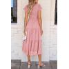 imagePRETTYGARDEN Womens Floral Midi Dress 2025 Summer Cap Sleeve Smocked Ruffle A Line Long Flowy Wedding Guest DressesPink