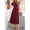 imagePRETTYGARDEN Womens Floral Midi Dress 2025 Summer Cap Sleeve Smocked Ruffle A Line Long Flowy Wedding Guest DressesWine Red