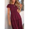 imagePRETTYGARDEN Womens Floral Midi Dress 2025 Summer Cap Sleeve Smocked Ruffle A Line Long Flowy Wedding Guest DressesWine Red