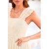 imagePRETTYGARDEN Womens Summer Midi Tulle Dress Sleeveless Smocked Square Neck Ruffle Flowy Party Wedding Guest SundressBeige