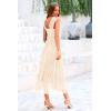 imagePRETTYGARDEN Womens Summer Midi Tulle Dress Sleeveless Smocked Square Neck Ruffle Flowy Party Wedding Guest SundressBeige