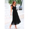 imagePRETTYGARDEN Womens Summer Midi Tulle Dress Sleeveless Smocked Square Neck Ruffle Flowy Party Wedding Guest SundressBlack